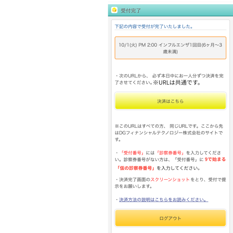 インフルエンザ決済